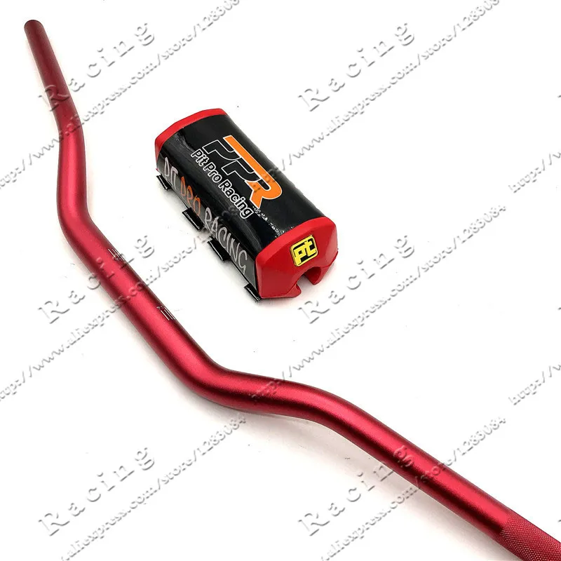 Racing Pit Handlebar Pro Pads With Handle Grips Handlebar Clamp Bar 1-1/8" Pit Bike Motocross Motorcycle Handlebar Red smile 1-1/8"