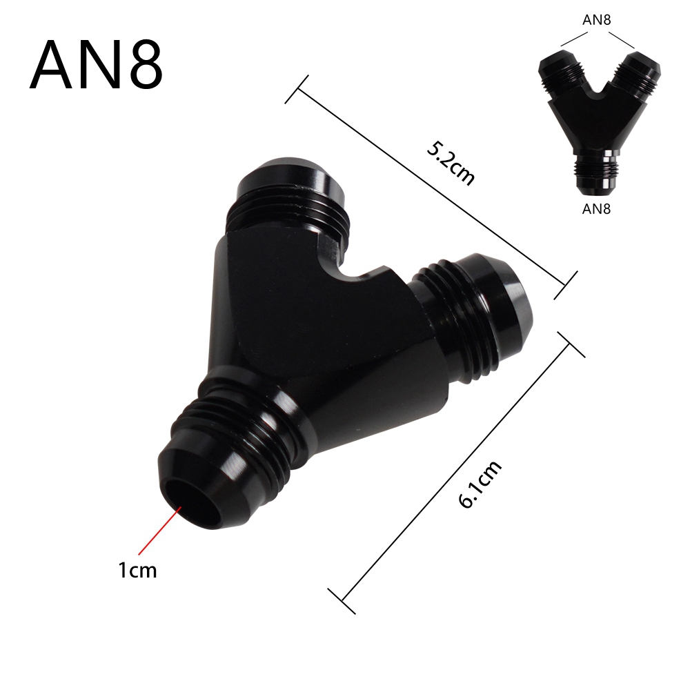 AN4 AN6 AN8 AN10 Universal Y Adapter Block Male Thread Fuel Hose Fitting Adapters Tee oil pipe joint Aluminium Black