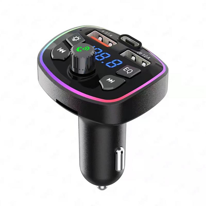 Bluetooth 5.0 Charger Atuo FM Transmitter PD 18W ddmysmile Type-C Dual USB 4.2A Fast Charger LED Backlit Atmosphere Light Mp3 Player Smile
