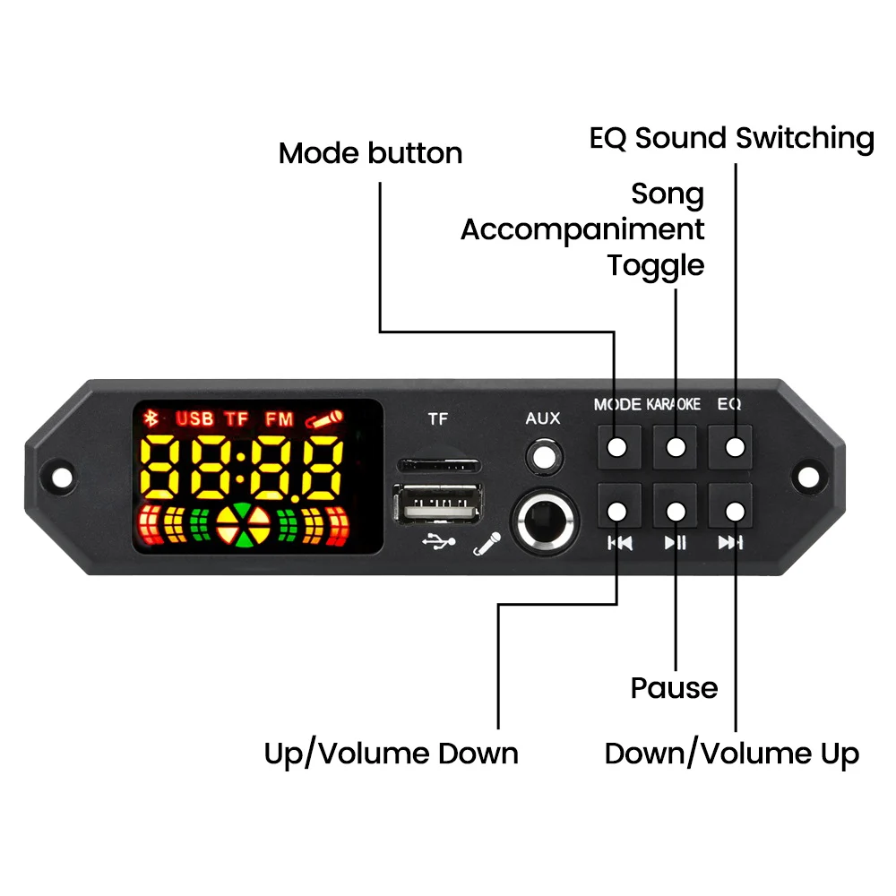Bluetooth MP3 Decoding Board DC7V-24V Audio Remote Module Support TF Card USB FM Radio Module for Speaker Car MP3 Player