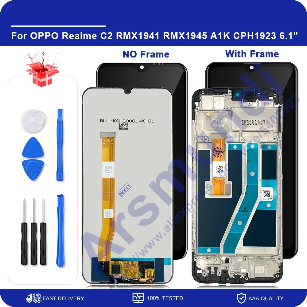6.1'' For Realme C2 RMX1941 RMX1945 LCD Display Touch Screen Digitizer Assembly Replacement Parts For OPPO A1K CPH1923