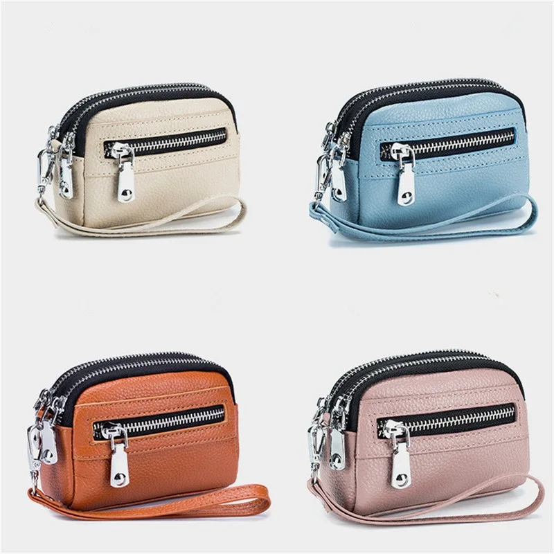 Small Wallet and Purse Girls Short PU Leather Credit Card Holders Wallets Ladies Coin Purses Double Zipper