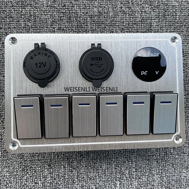 8 Gang Rocker Switch Panel For Car Boat Marine 12V 24V Waterproof On-Off Circuit Breakers With Fuse Panel Switch With Sticker