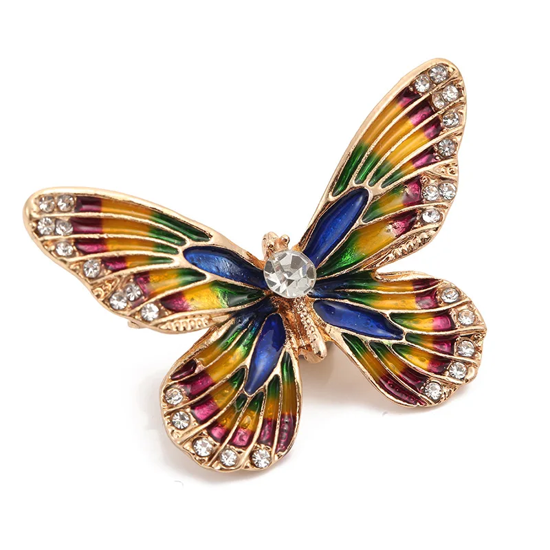 Elegant Women Retro SKEDS Butterfly Crystal Brooches Pins Insect Pearl Rhinestone Jewelry Brooch ddmysmile Pin Lady Party Accessories Smile