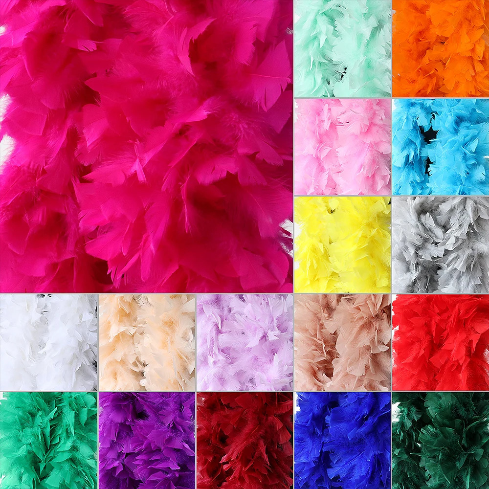 200g Fulffy Leather Pink Turkiye Feather Boa 2 Large Feather Decoration Wedding Party Shawl Decoration Process 241108