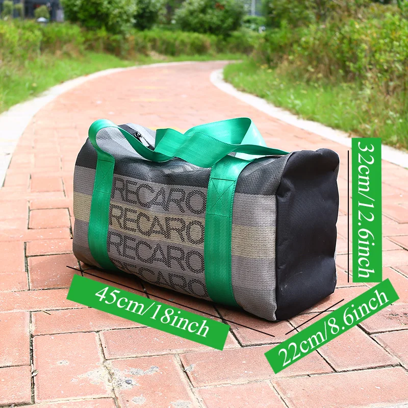 JDM Style Japan Recaro Large Fabric Canvas Handbag Racing Duffle School Bags Outdoor Travel Sports Luggage Bag Seat Harness