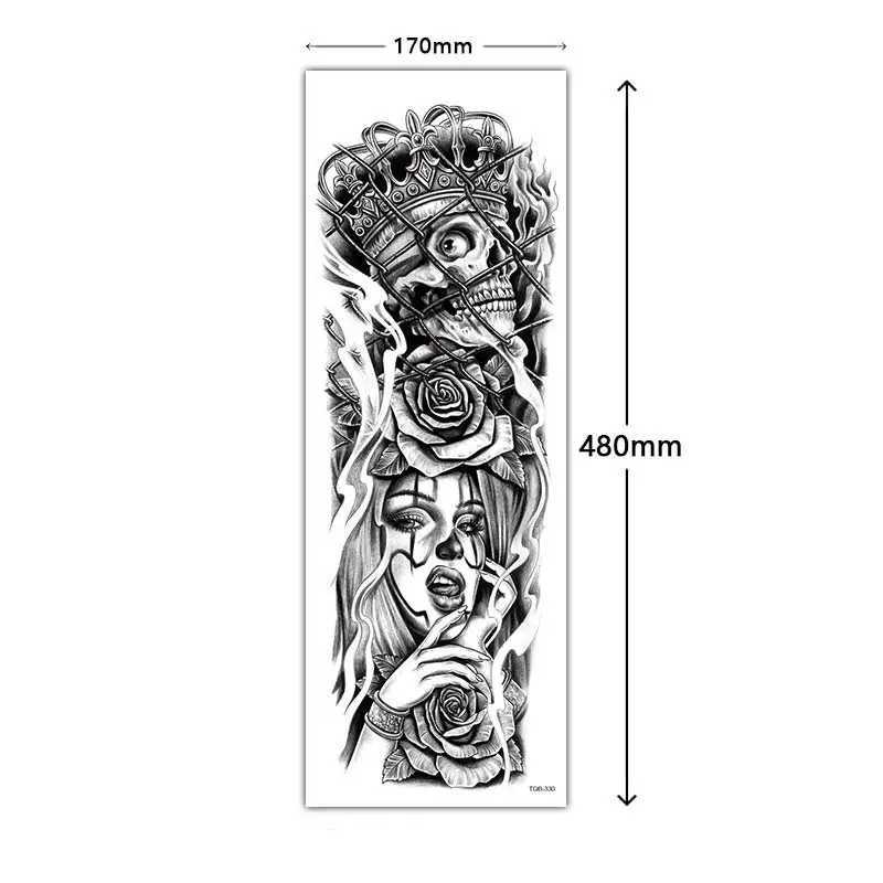 New Design Large Size Temporary Tattoo Mens Big Arm Sleeve Tattoo Stickers Body Art Lion Fake Tattoo Womens Waterproof Tattoo W250410
