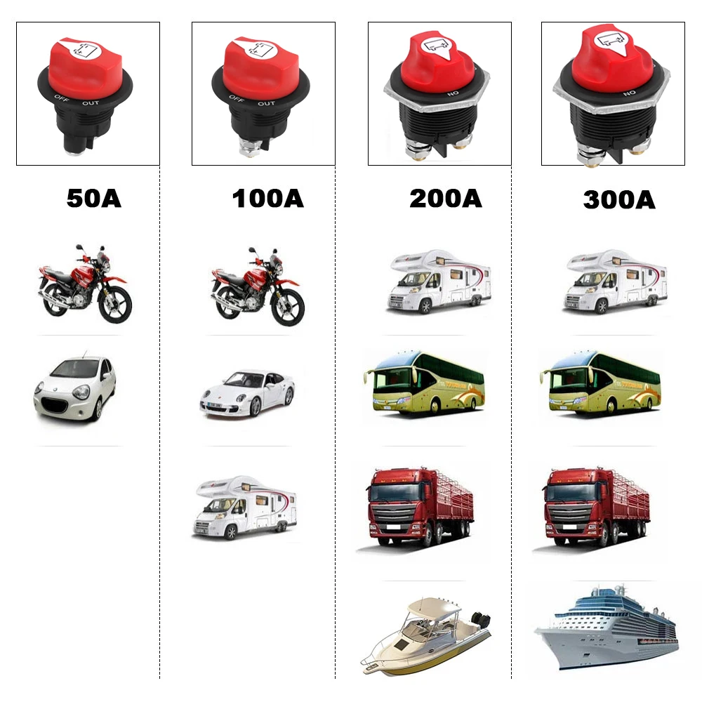 Car Battery Rotary Disconnect Switch Cut Off Isolator Power Disconnector Switch for Motorcycle Truck Marine Boat Yacht RV ATV