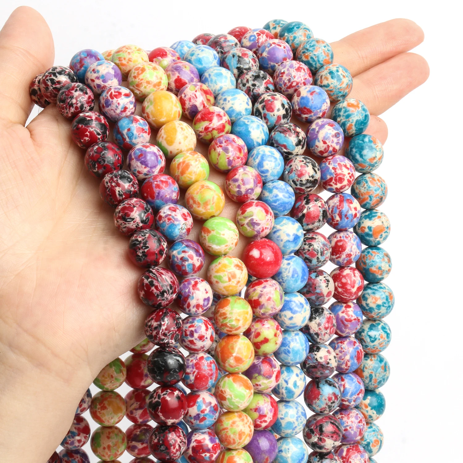 Natural Colorful Imperial Sediment Jasper Round Spacer Stone Beads For Jewelry Making DIY Earring Bracelet Necklace Accessories