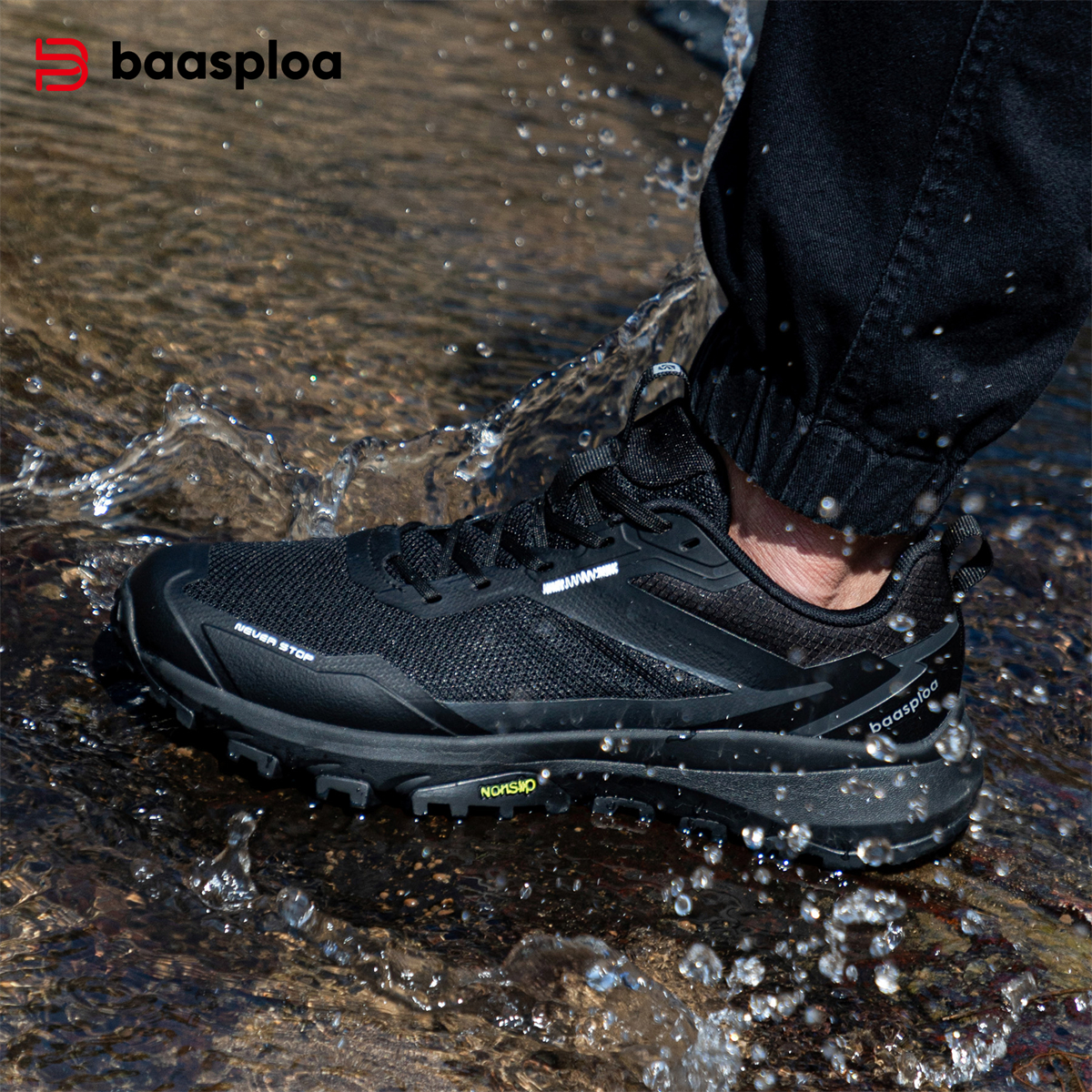 Baasploa Men Hiking Shoes Non-slip Outdoor Fashion Lightweight Breathable Shoes Male Casual Anti-Skid Wear-Resistant Sneakers