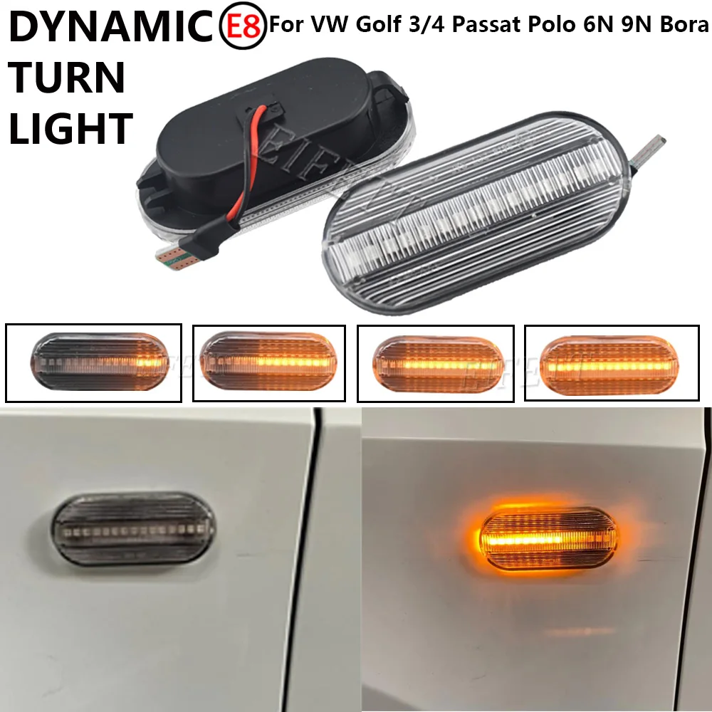 2pcs LED Car Dynamic Fender Side Marker Turn Signal Light For VW Volkswagen Bora Golf 3 4 Passat B5 Polo 6N 6N2 9N Sharan Galaxy