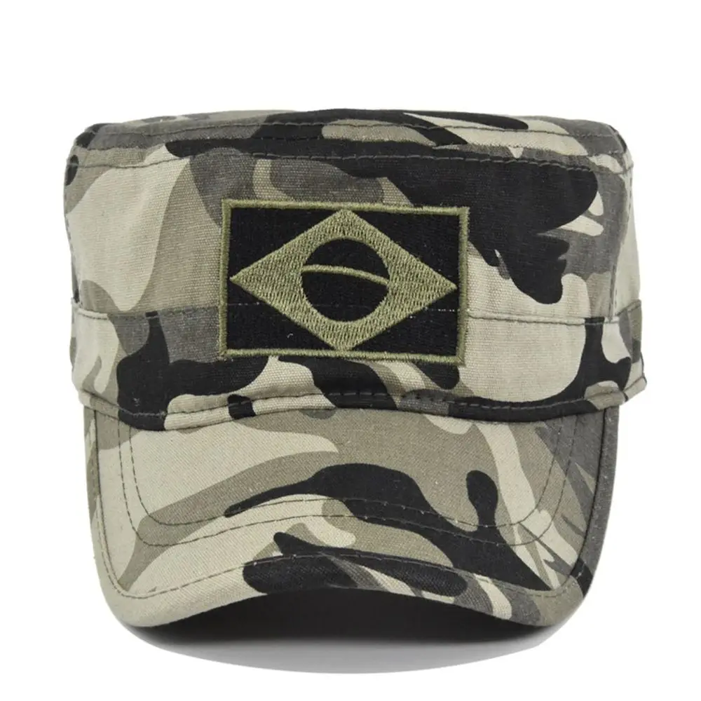 Hat ddmysmile Sports Dad Hat Hunting Hat Embroidered Baseball Cap Brazil Flag Army Camouflage Smile