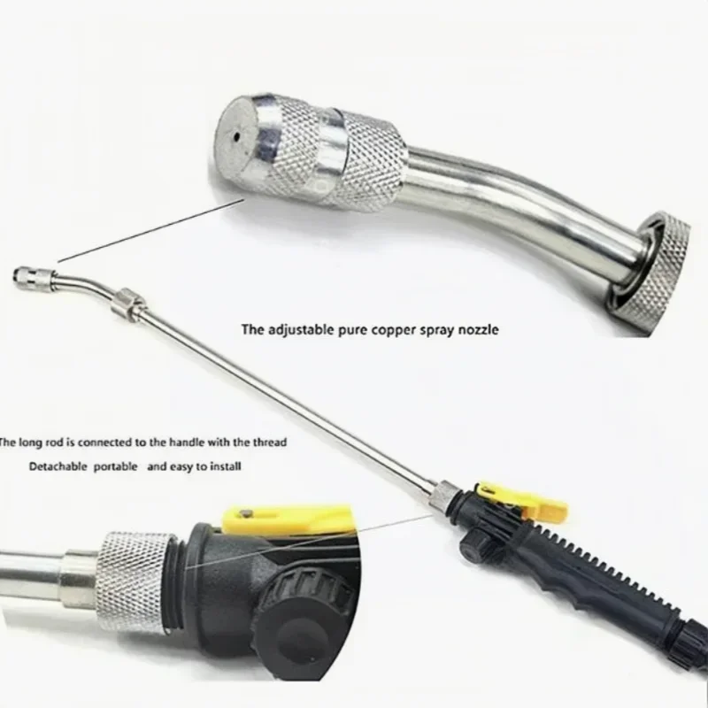 48cm High Pressure Water Cleaning Gun Car Beauty Washing Washer Tool Kit with Adjustable Nozzle Foam Bottle for Garden Wood