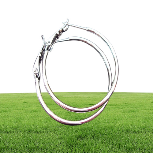 whole 18k White Gold Earrings 30MM unique LARGE HOOP EARRINGS pure lowd