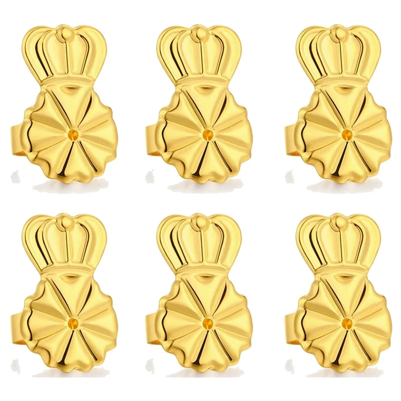 Earring Earring 3-Pairs Backs Backs Lifter Adjustable Hypoallergenic Secure Earring Backs For Heavy Earrings, (Gold) smile Earrings, ()