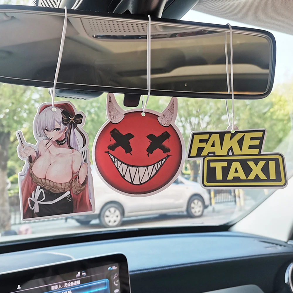 JDM Racing Car Auto Tuning Parts Air Freshener Girl Rear View Mirrow Pendent Turbo Brake Disc Wheel Rim Fake Taxi Initial D