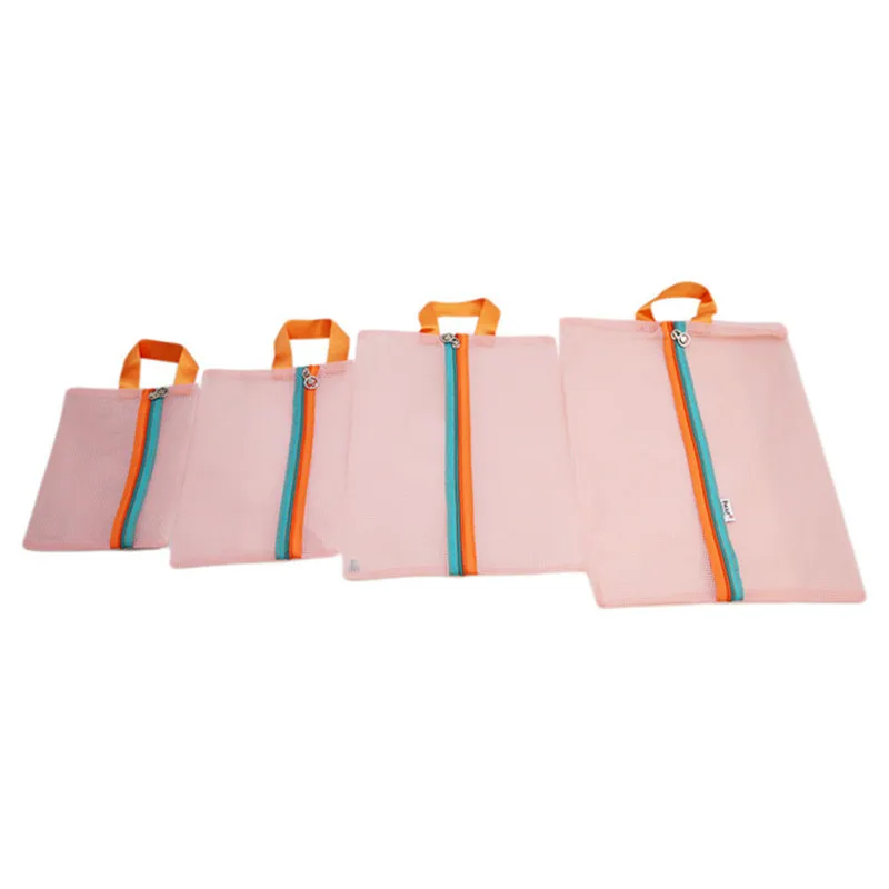 Simple Mesh Cosmetic New Storage Bag Clear Zipper Pencil Case Makeup Pouch Portable Travel Toiletries Handbag smile