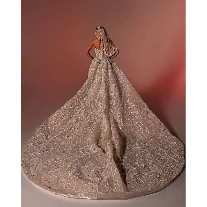 Crystal Mermaid Gorgeous Wedding Dresses Detachable Train Illusion Beaded Sequins Bridal Gowns Slim Strapless Custom Made Vestidos De Novia 0218