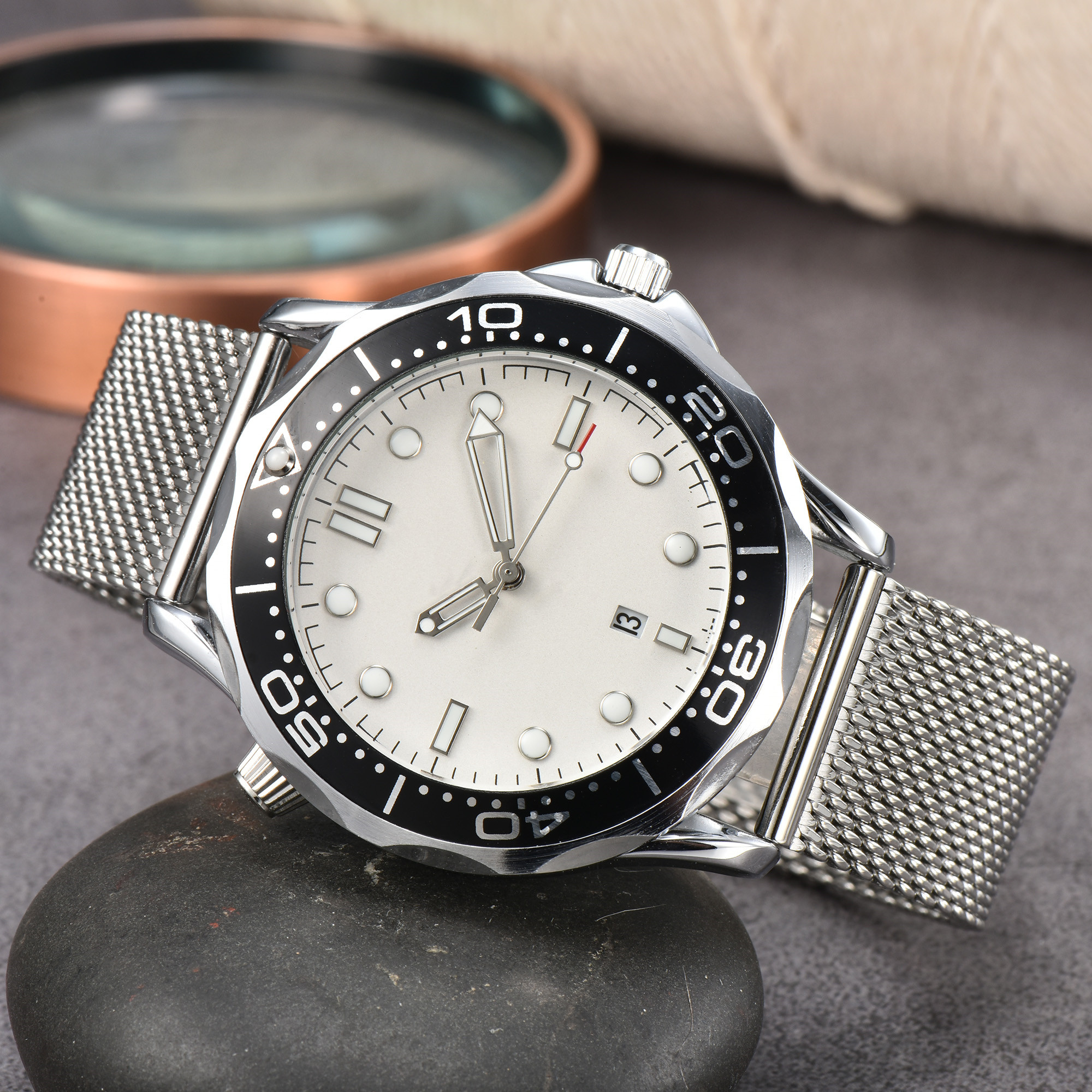 OMEGity MEN Stainless steel Sapphire glass Six needles Mens Watches All Dial Work Quartz Automatic movement Watchs Brand Clock Men Fashion wristwatches #51