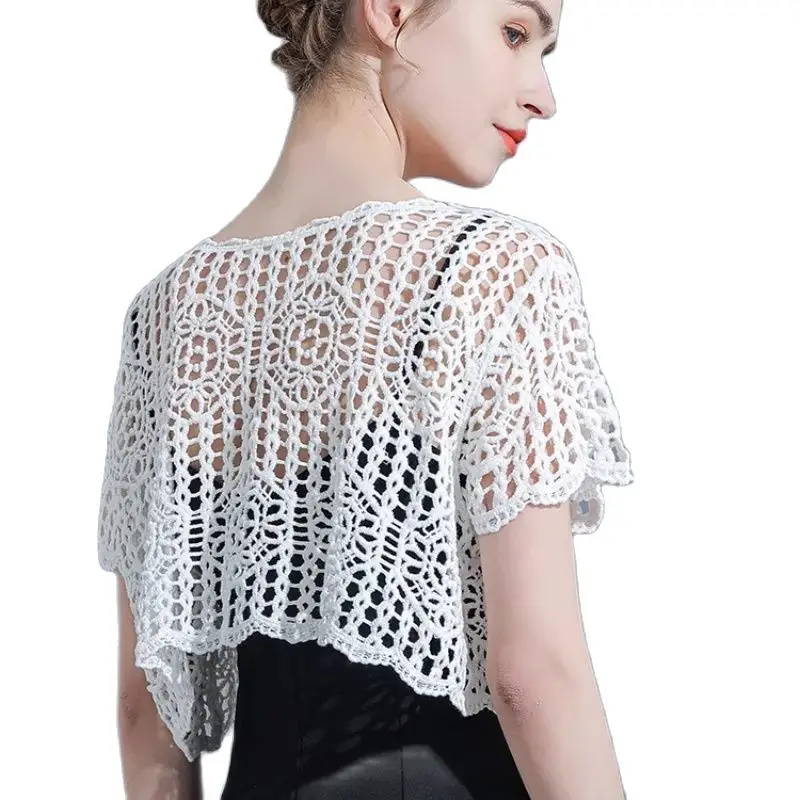 Women Short Sleeve Bolero Wedding Jacket Sunscreen Blouse Bolero Bridesmaid Top Cover Up Shawl Cape Shrug For Party Dress smile