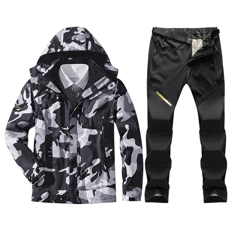 Suit Mens Waterproof Ski Windproof Skiing and Snowboarding Jacket Pants Set Male Snow Costumes Outdoor Climbing Ski Jacket Brand smile