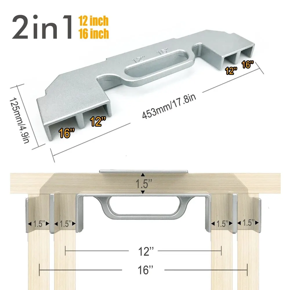 Center Stud Layout 12-24 Inch Wall Accurate Measurement Framing Spacing Positioning Jig 2025 Cast Aluminum Wall Stud new Framing Tool