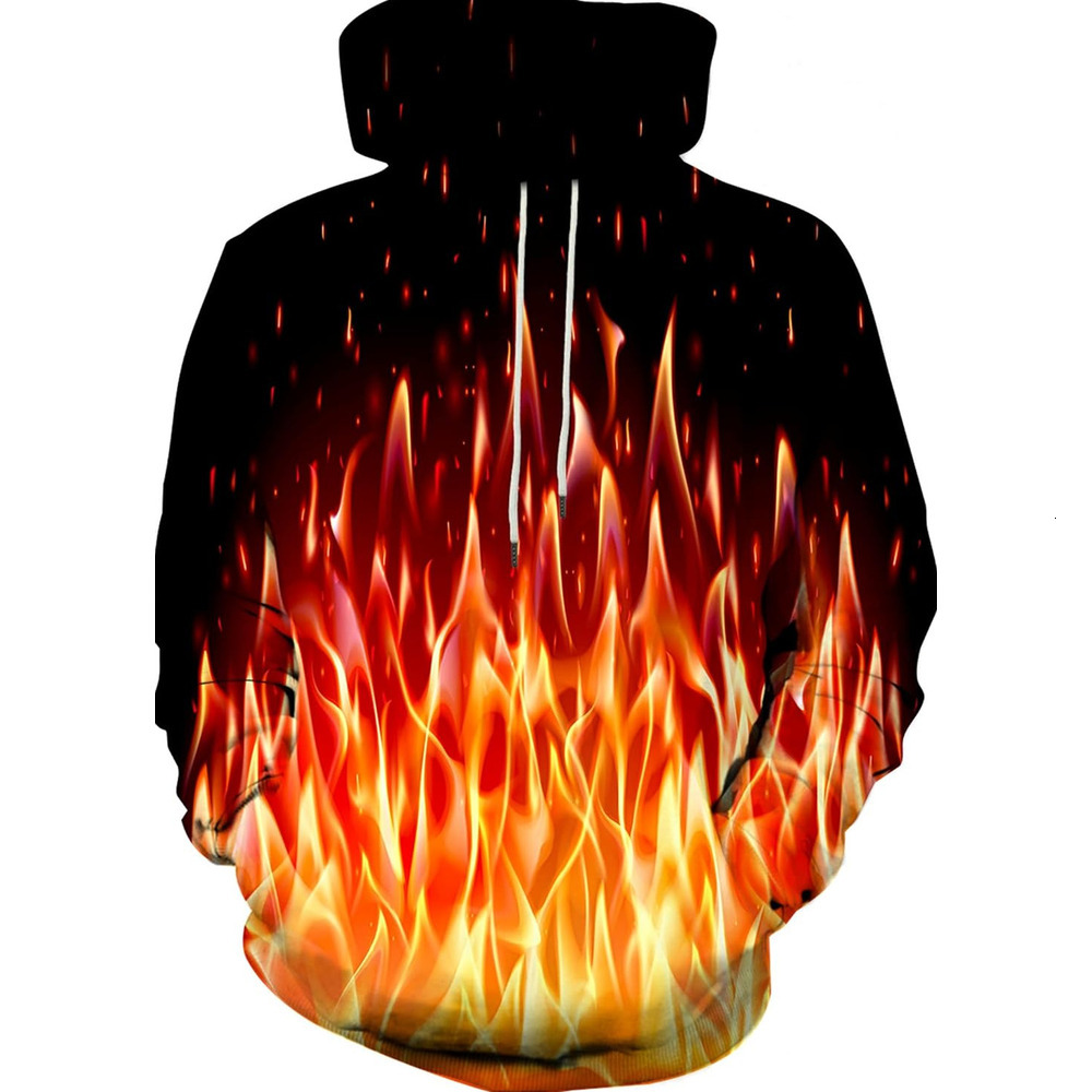Hoodie for Mens Womens Unisex 3D Novelty Hoodies for Men Women Cool Graphic Pullover Sweatshirts with Pockets Graphic flame