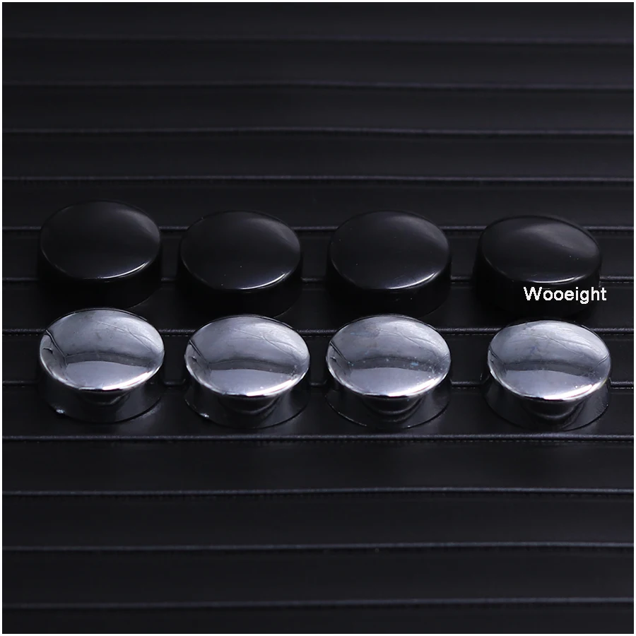 Wooeight 2025 4Pcs Sier /Black ABS Chrome License Plate Frame Screw Nut Caps+Bolt new Cover Set For Car Truck Motorcycle