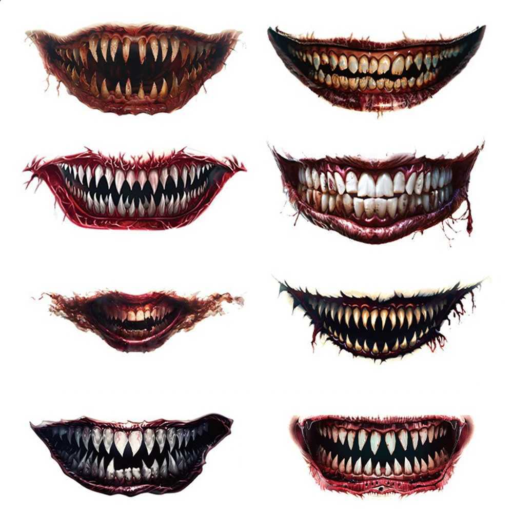 1/20 Halloween haunted house horror thriller big mouth tattoo stickers costume party face stickers suitable for holiday parties W241109