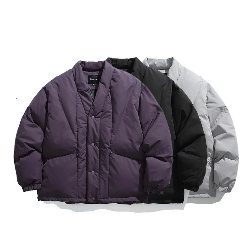 Winter Mens Street Clothing Loose Casual Mat Cotton Kimono Open cardigan Parkes Jacket Cityboy Thick Coat 241108