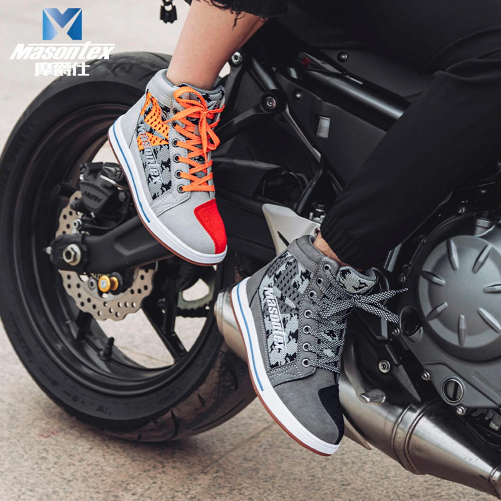 Boots Women Breathable Motorcycle ddmysmile Motorcycle Shoes Casual Botas Moto Motorbike Boots Reflective Shoe Laces Street Racing Boots Smile