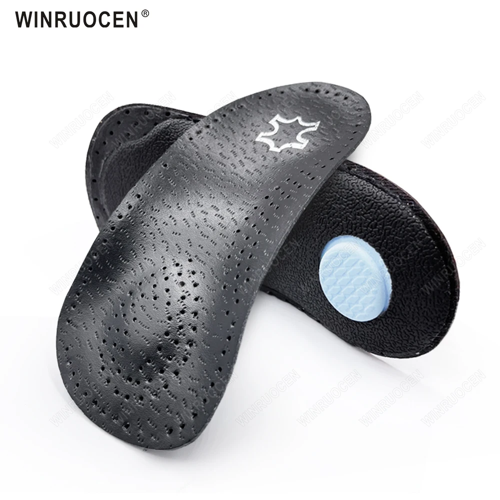 Orthotic 3/4 Insole Half Leather Arch Support For Shoes Men Women Flat Foot Corrector Pad Heel Pain Spur Relief O/X Leg Care smile