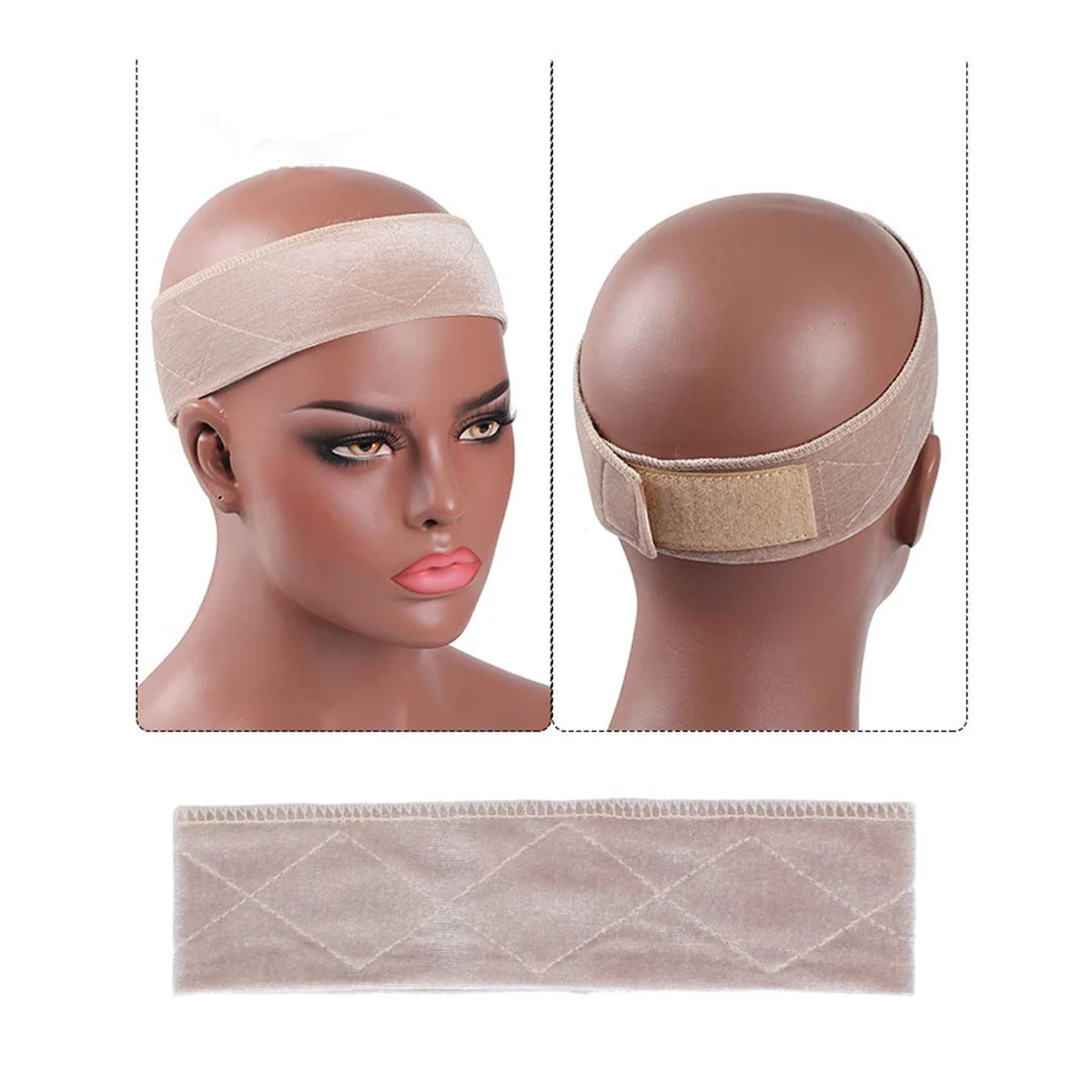 hot sale Adjustable Grip Headbands For Lace Frontal Wigs Double Sided Velvet Non-Slip Elastic Hair Band