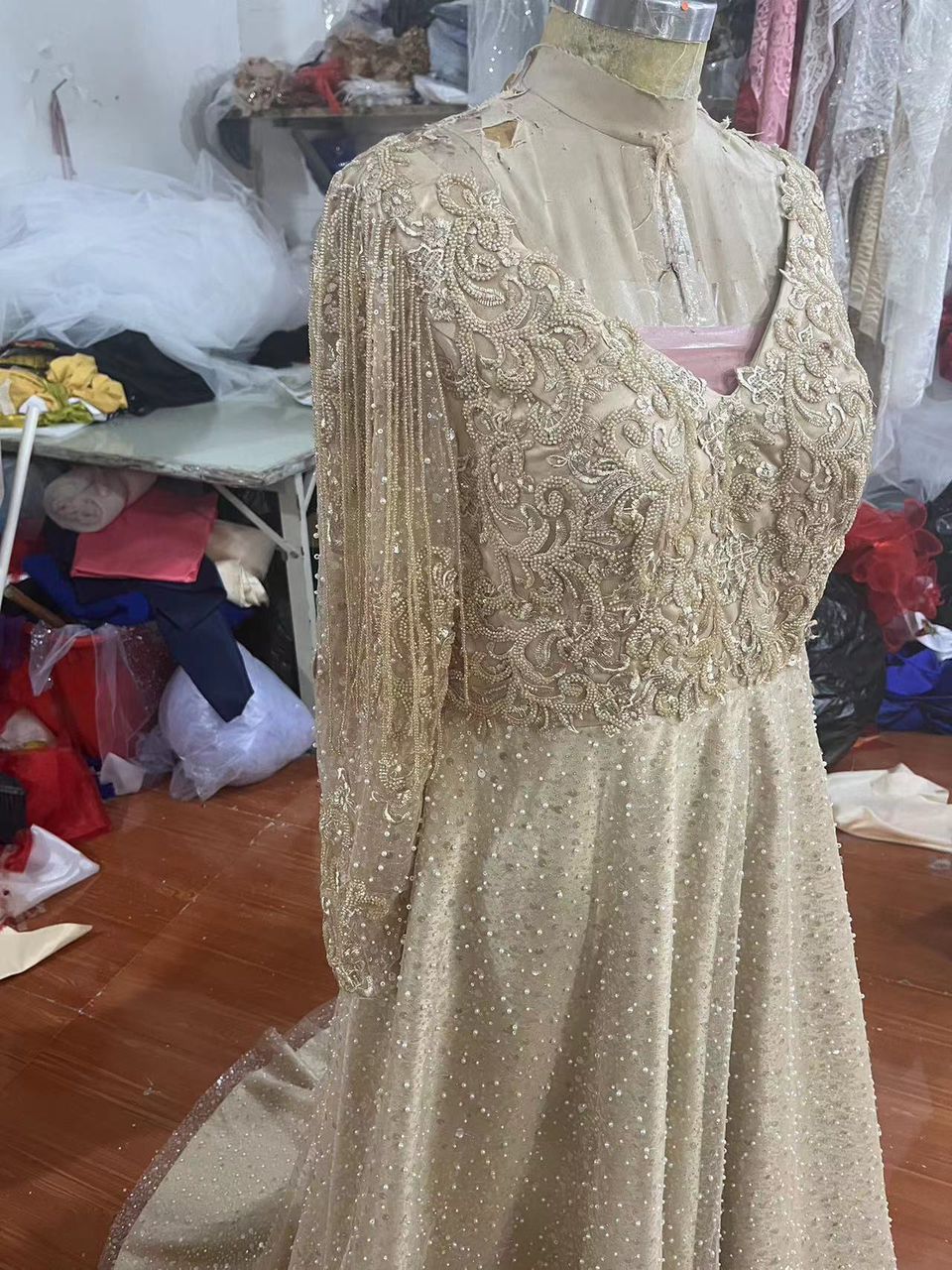 Aso Ebi Custom Made Lace Prom Dress Beading A line Evening Formal Party Second Reception th Birthday Engagement Gowns Dresses Robe De Soiree ZJ es