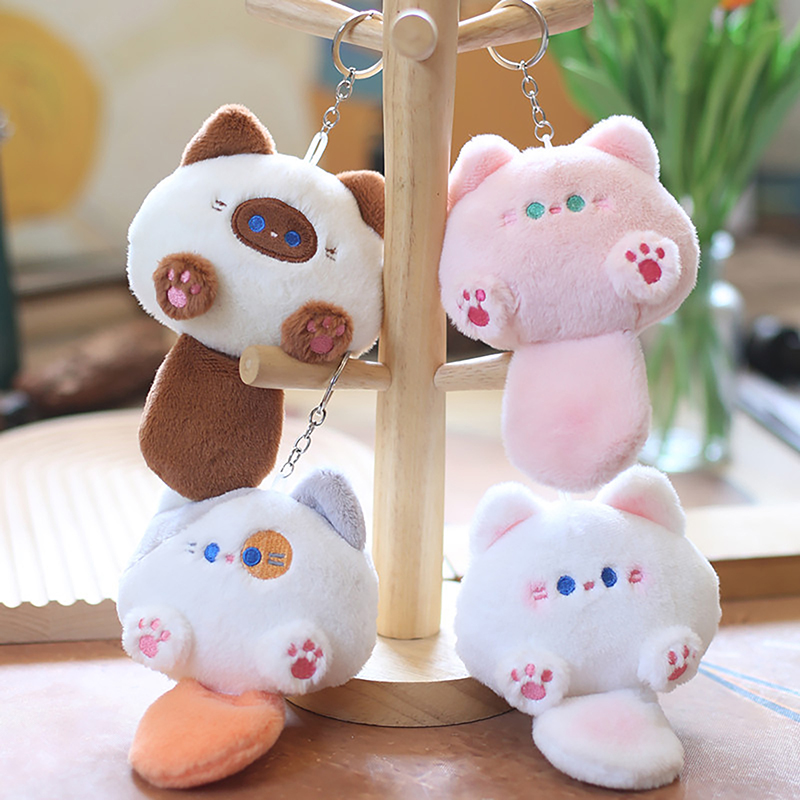 Kawaii Soft Stuffed Animal Little Cat Keychain Plush Bag Car Pendant Keychain DIY Trinket Kids Stuffed Animal Toys