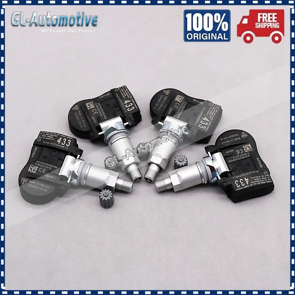 (4) New 1034602-01-B Set TPMS Tire Air Pressure Sensor 433MHz For Tesla 3 S X 103460201B smile ()
