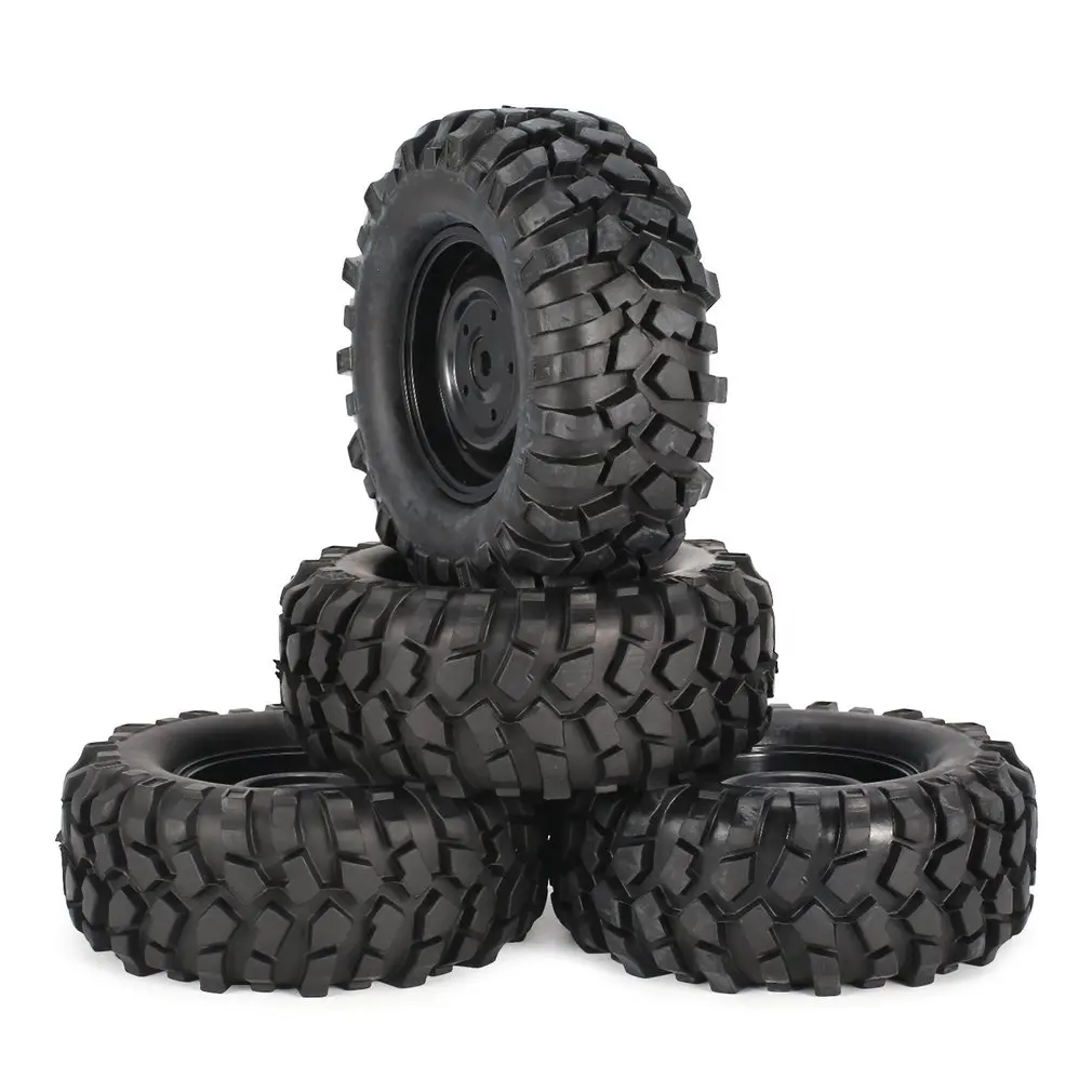 4Pcs 96mm 110mm 1.9 Inch Rubber Wheel Rim Tire Beadlock for 1/10 RC Crawler Car HSP Redcat Traxxas AXIAL SCX10 90046 RC4WD