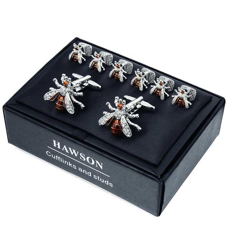 Heisen Crystal Bee Cufflinks and Stud Set Mens Evening Dress Party Bee Cufflinks Mens Box Cufflinks W241109