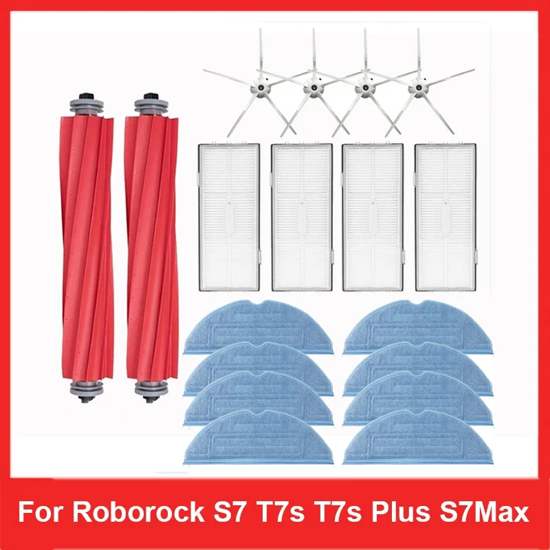 For Roborock S7 S70 S7Max T7S T7S Plus Robot Vacuum Cleaner Accessories Main Brush cover Hepa Filter Mop Pad Spare Parts