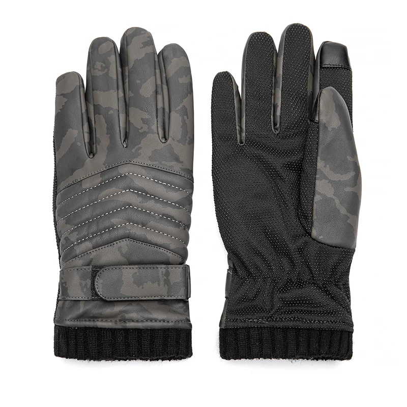 Autumn Winter DENIM BISON Gloves for Men Touch Screen Warm Thicken Male's Gloves Outdoor Sport Riding Full Fingers Ski Gloves smile
