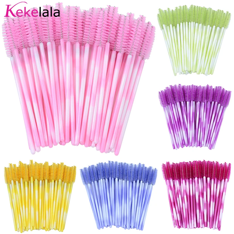 Micro 50/25Pcs Kekelala Colorful Eyelash Mascara Wands Fake Lash Spoolies Mini Comb Brush Applicators Beauty Makeup Tools smile