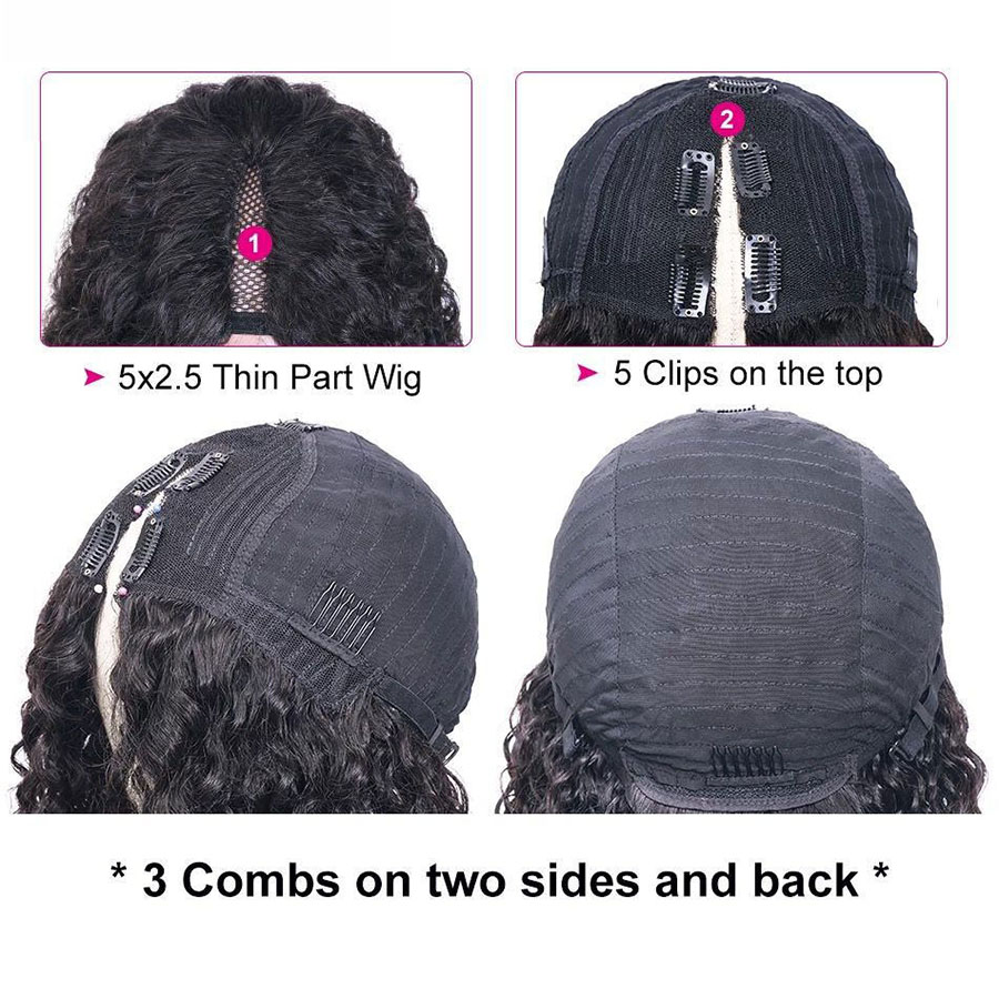 New V Part Wig Human Hair No Leave Out Deep Wave Wig Upgrade U Part Wig No Glue Suit Your Natural Hair Curly Human Hair Wig