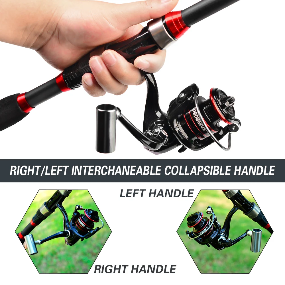 1.8m Telescopic Casting PROBEROS Fishing Combo Portable Ultralight Rod and 4.8:1 Gear Ratio Fishing Reel Lures Hooks Line Kit smile