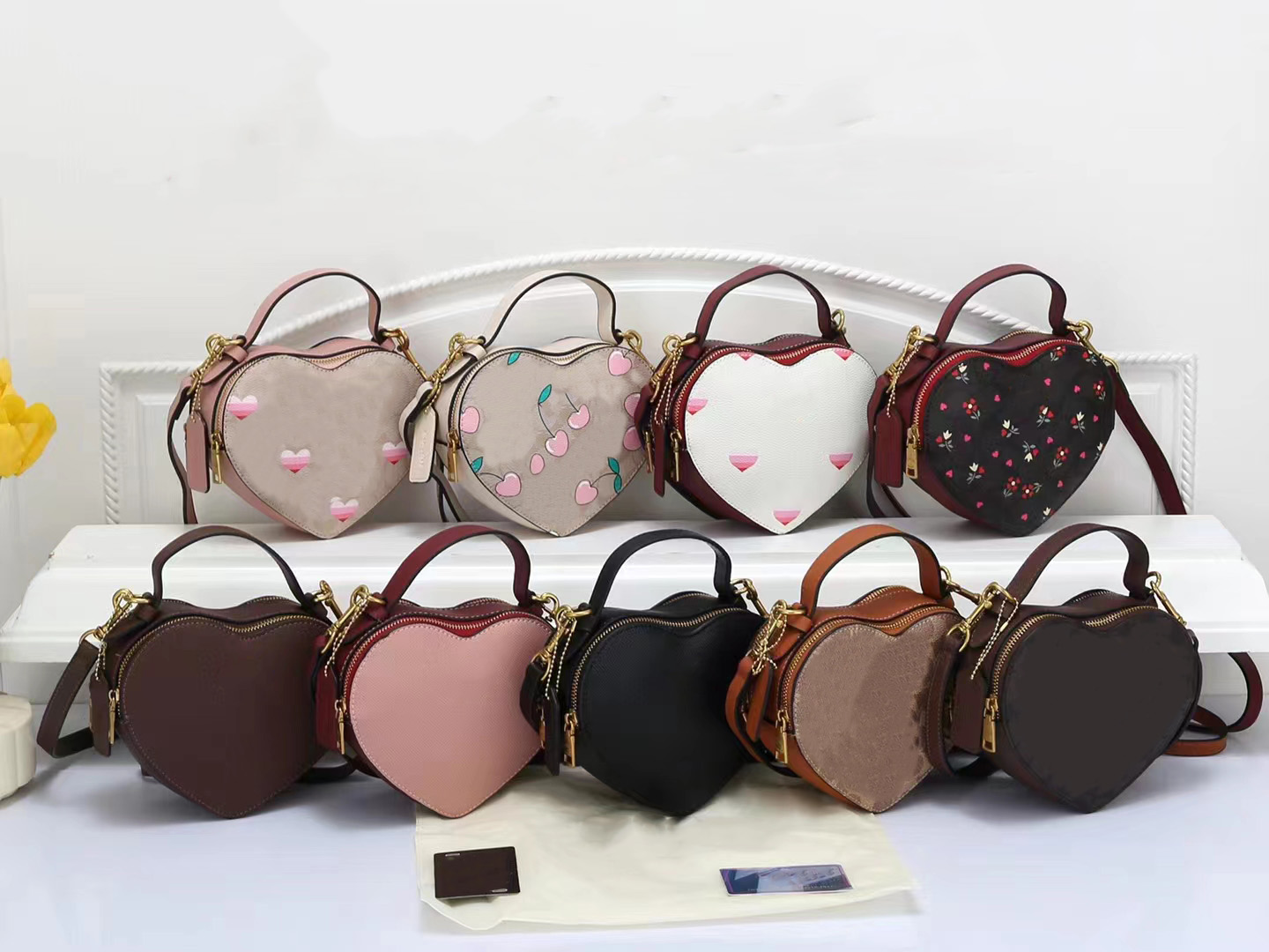 Designer Heart shapedBag Fashion Shoulder Bag Multiple Styles Tote Bag Women Quality Leather Designers Handbags Purse Cherry Print Lady