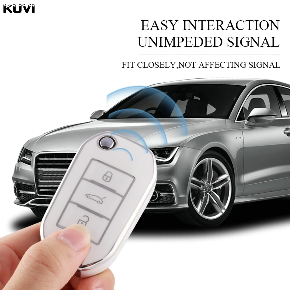 TPU Car Flip Key Case Cover Shell Fob For Peugeot 208 3008 308 508 408 2008 307 4008 For Citroen C4 C3 C6 CACTUS C8 Accessories