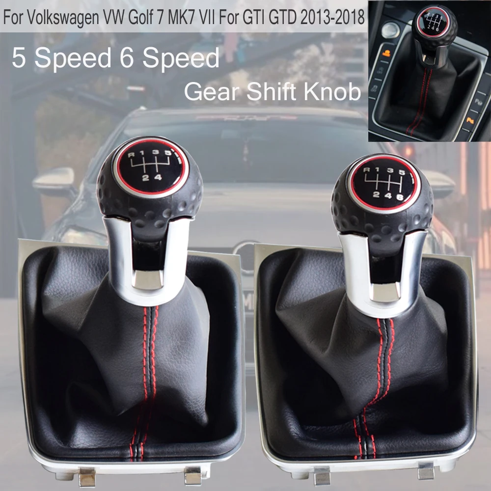 For VW Fit Golf 7 7 VII GTI GTD 2013-2018 Manual 5 6 Speed Gear Shift Knob Stick Lever Dust-Proof Boots Cover smile