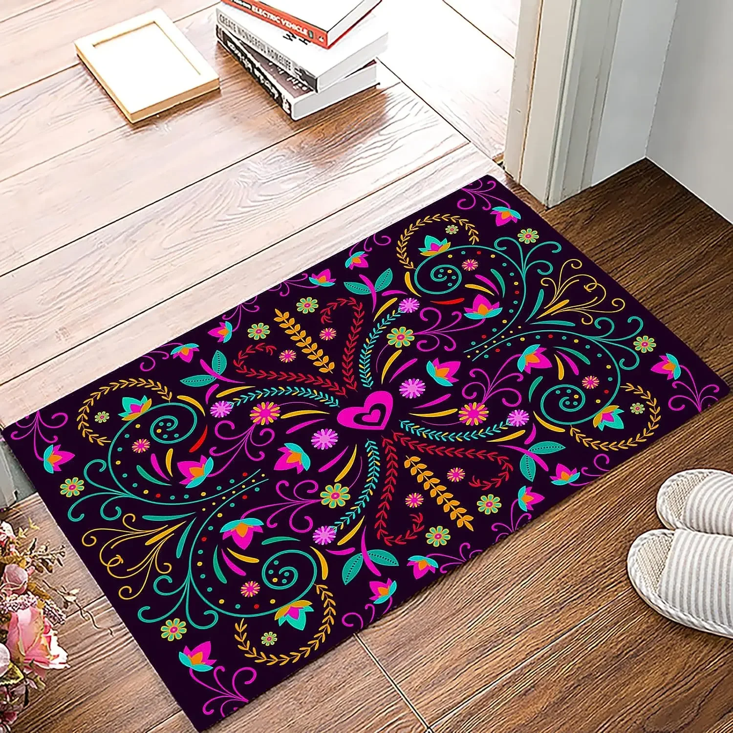 The ddmysmile Mexican Day Of Dead Entrance Doormat Decor Kitchen Hallway Balcony Runners Rug Living Room Carpet Bedroom Non-Slip Floor Mat Smile