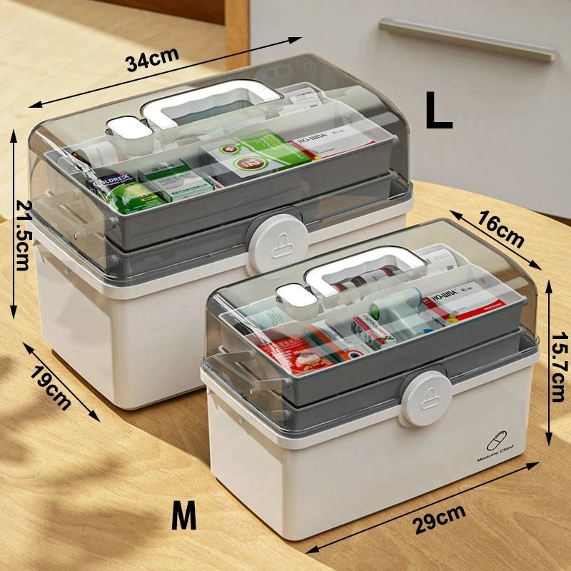 Kit Aid Portable First Large Capacity Pill Case Medicine Organizer Storage Boxes Medicine Container Emergency Phary 3 Layers smile