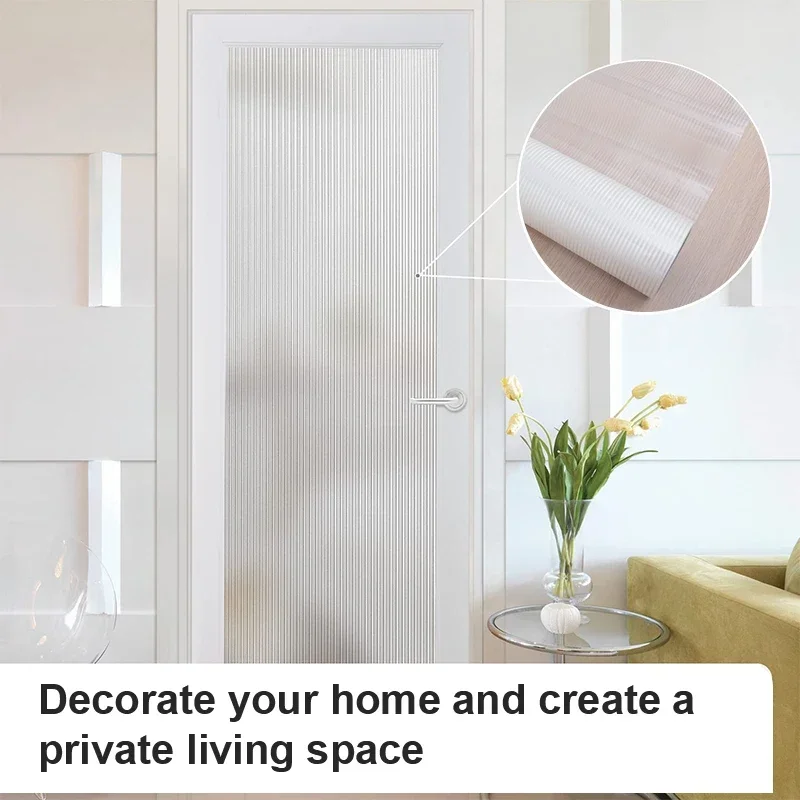 Frosted Opaque Glass Translucent Window Privacy ddmysmile Film Self-Adhesive Reeded Stripe Patterns For Bathroom Electrostatic Adsorption Smile