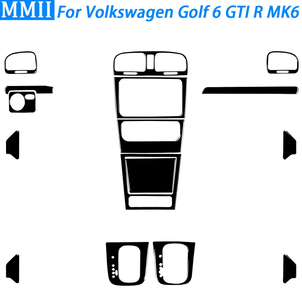 For Volkswagen Golf 6 GTI R MK6 2008-2012 Piano Black Gear Shift Air Outlet Vent Dashboard Set Car Interior Accessories Sticker